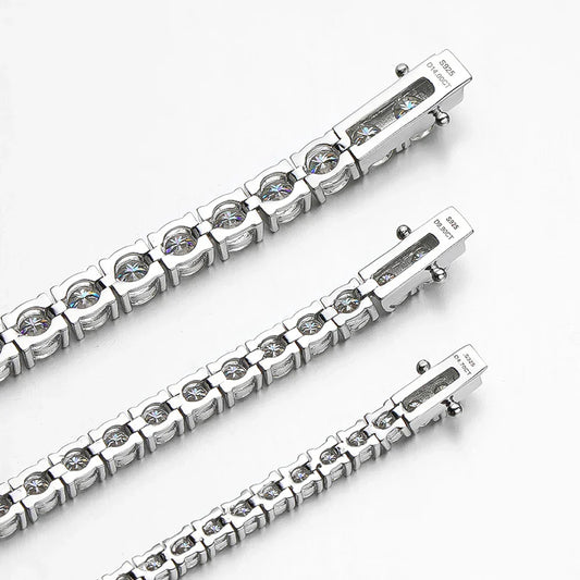 Bracelet de tennis en moissanite 3mm 4mm 5mm pour femme homme, en argent sterling 925 plaqué or 18 carats, bijou de chaîne de main en moissanite