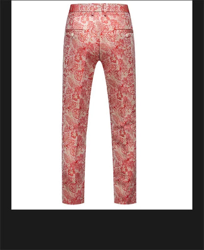 New Men Luxury Jacquard Suit Pants Fashion Wedding Party Groom Dress Trouser