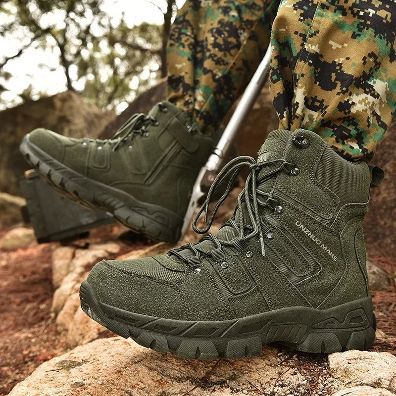 Men Hunting Hiking Shoes Brand Tactical Boots Waterproof Lace Up Desert Unisex Size Plus Army Boots Motorcycle Climbing Shoes