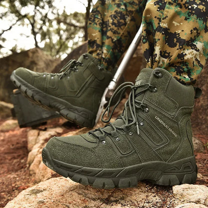 Men Hunting Hiking Shoes Brand Tactical Boots Waterproof Lace Up Desert Unisex Size Plus Army Boots Motorcycle Climbing Shoes