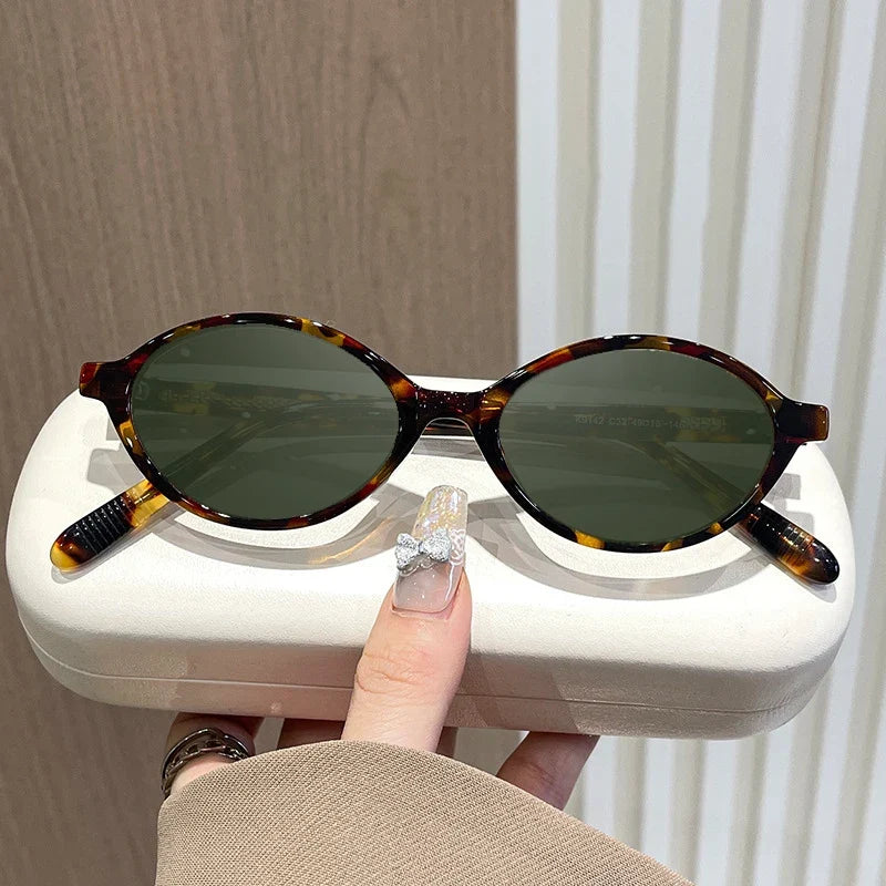 Simple Geometric Oval Small Frame Retro Design Women's Polarized Sunglasses UV Protection Customizable Prescription K9142