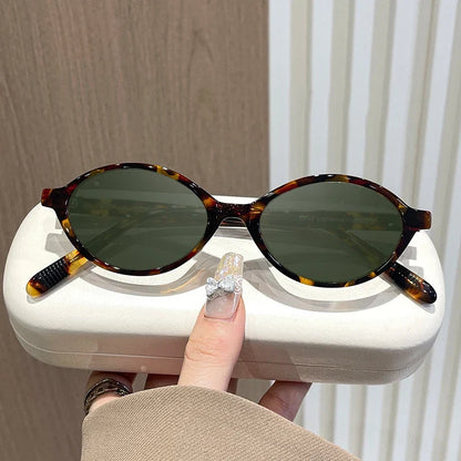 Simple Geometric Oval Small Frame Retro Design Women's Polarized Sunglasses UV Protection Customizable Prescription K9142
