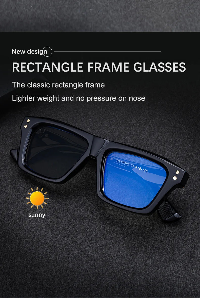 2026 New European and American Fashion Square Frame Photochromic Sunglasses for Men, Retro and Unique Outdoor Driving Sunglasses