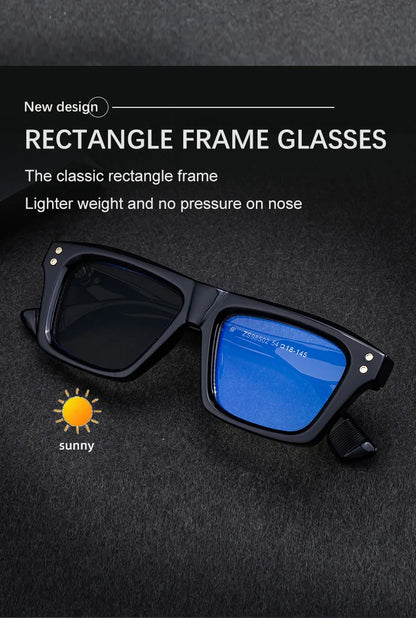 2026 New European and American Fashion Square Frame Photochromic Sunglasses for Men, Retro and Unique Outdoor Driving Sunglasses
