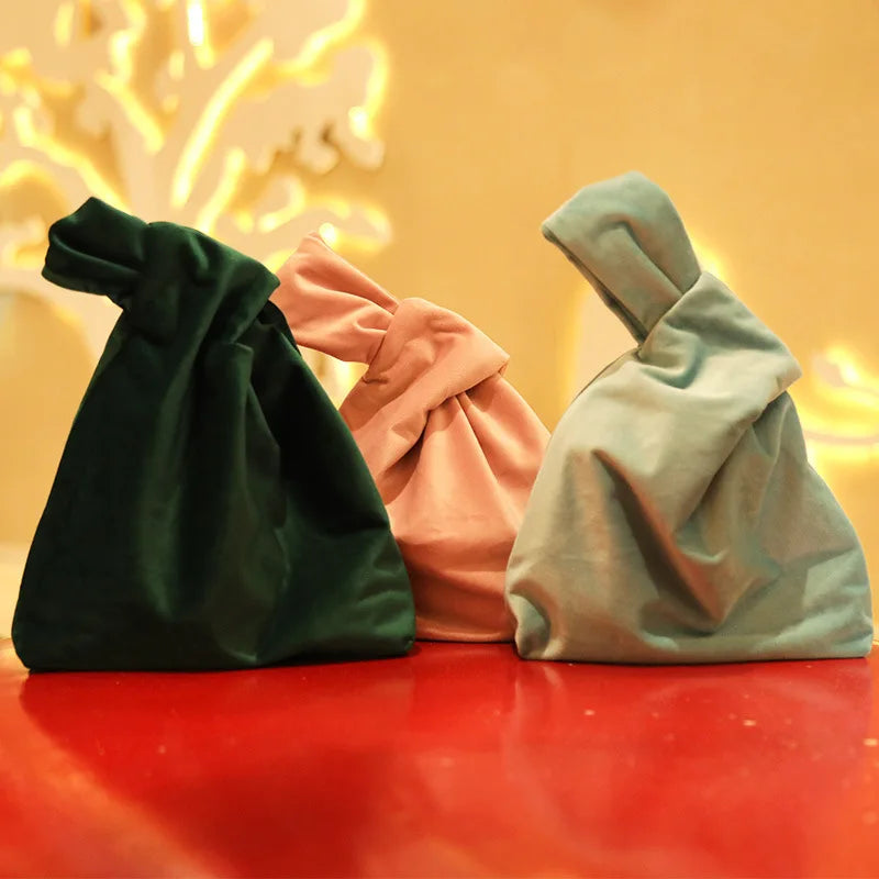 Portable Knot Wrist Bag Women Top Handle Bag Simple Purse Handbags Resuable Shopping Bag Phone Key Pouch Small Ladies Clutch Bag
