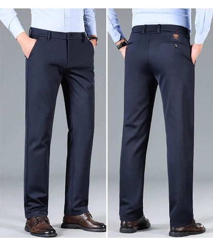 High Quality Summer Thin Embroidery Suit Pants Men Straight Classic Business Work Long Formal Trousers Male Plus Size 29-40 42