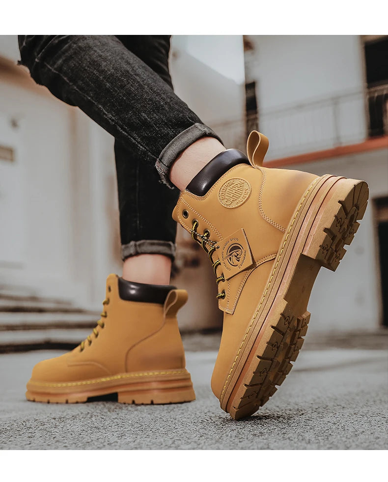 Big Size48 Men Boots Fashion Motorcycle Ankle Boots for Men Waterproof Hiking Boot Winter Chelsea Retro Boots Comfy Botas Hombre