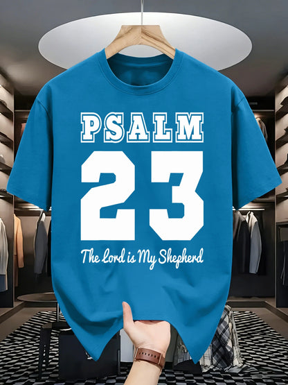 Psalm Number 23 Printing T-Shirt Men Cotton Crewneck T Shirts Summer Loose Basics Clothing Fashion Unisex Retro Short Sleeve