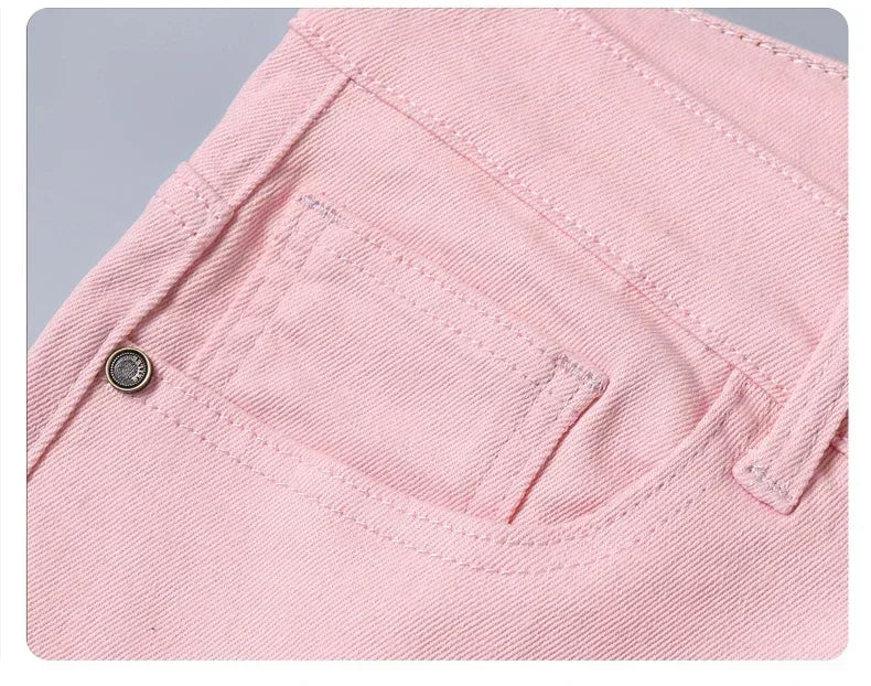 5 Colors 98% Cotton Stretchy Jeans Men's Mid-waist Straight Pencil Denim Trousers Brand Clothing Personality Fashion Male Pants