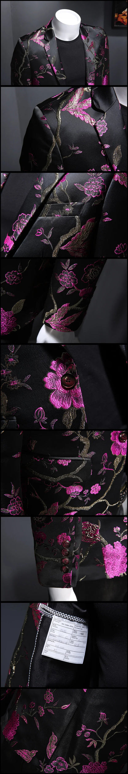 New Vintage Luxurious Jacquard Floral Suit Jacket Men Wedding Banquet Club Party Dress Singers Tuxedo Slim Fit Blazers Hommes