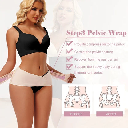 3 In 1 Postpartum Waist Trainer Body Shaper Compression Tummy Girdles Corset Belt Shapewear Faja