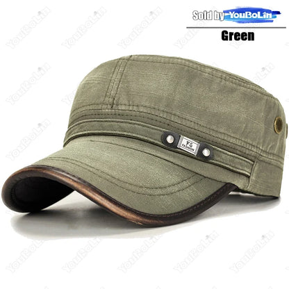 Brand New Men Women Washed Distressed Cotton Adjustable Flat Top Cadet Cap Fashion Classic Unisex Outdoor Casual Sport Cap
