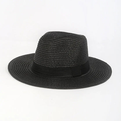 Large Size 56-60cm New Natural Panama Straw Hat Summer fashion Men Women Wide Brim Beach UV Protection Fedora Bohemia Sun Hat