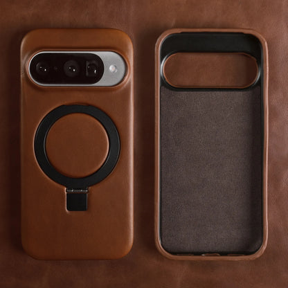 Luxury Magnetic Bracket Holder Genuine Leather Case For Google Pixel 10 Pro XL pixel10  8A 9pro 7A 6A 5A Full Wrapped Back Cover