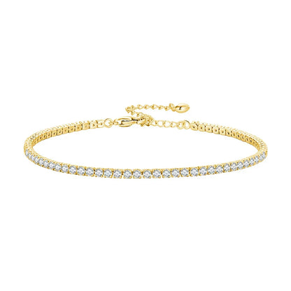 925 Sterling Silver Women Adjustable Tennis Bracelet - Platinum Plated Clear 3mm Cubic Zirconia Classic Tennis Bracelet