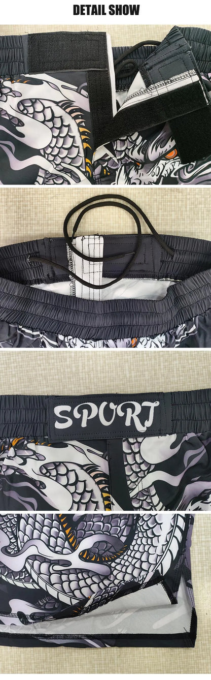 Training Fight Shorts Men's Boxing MMA Combat BJJ Grappling Fitness Muay Thai Kickboxing No Gi Shorts With Sublimation Printed