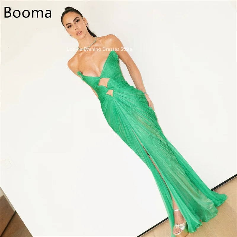 Booma Mermaid Sleeveless chiffon Strapless Evening Dresses Long Formal Dresses for Women Elegant Prom Gowns Custom Made 2025