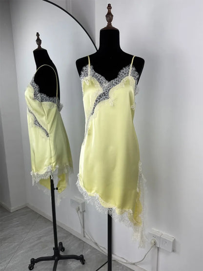 Trendix Black Lace Slip Dress Women exy Hollow Out Sleeveless Short Dresses Party Club Ruffle Loose Elegant Backless Mini Dress