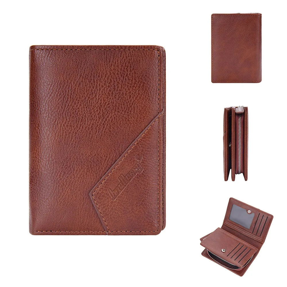 Men's PU Wallet, Small & Large Capacity, 10 Slots + Transparent Clamp, Durable Lining, Easy Access Design