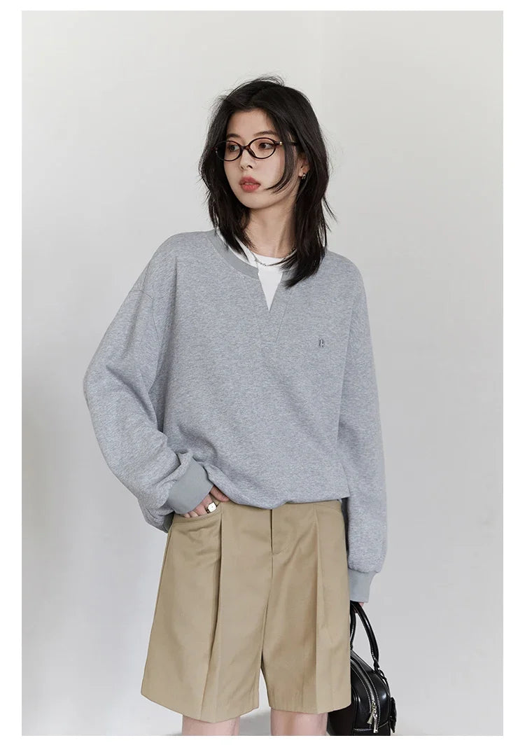Korean Women Sweatshirts Loose Casual New Contrast Splicing Hoodie Female Top Woman T Shirt Pullover Spring Autumn 2025