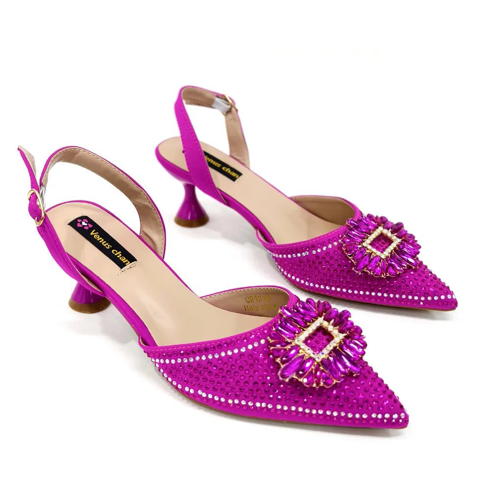 African Style Women's Shoes Mixed With BlackGold High Heels Pointed At The Dinner Party Nigerian Women's Shoes