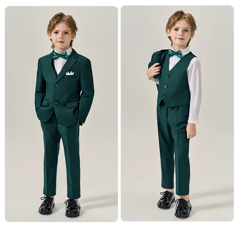 Prince Kids Purple Jakcet Vest Pants Bowtie Piano Party Dress Boys Wedding Ceremony Photograph Suit Children Performance Costume