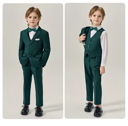 Prince Kids Purple Jakcet Vest Pants Bowtie Piano Party Dress Boys Wedding Ceremony Photograph Suit Children Performance Costume