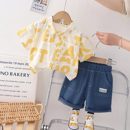 New Summer Baby Boys Clothes Sets Toddler Kids Letter T-shirt + Shorts 2Pcs Children Casual Outfits Clothing Tracksuits 0-5Years