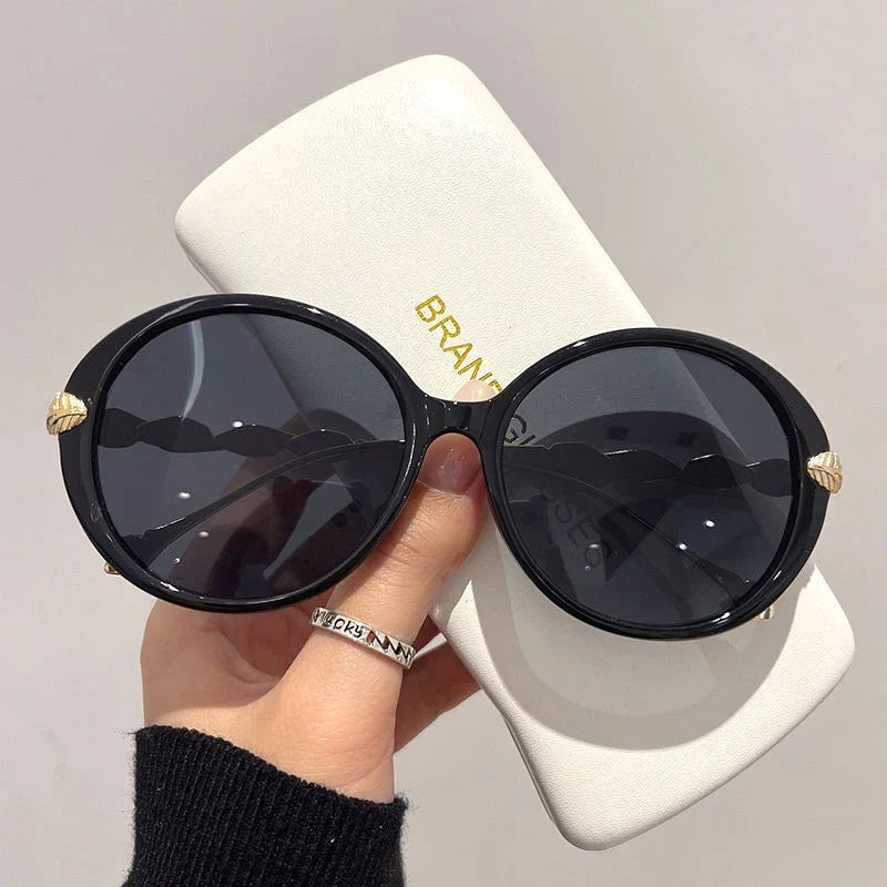Round Sunglasses Women 2023 Oversized Luxury Fashion Glasses  Vintage Shades Retro Lunette De Soleil Femme Gafas De Sol Mujer