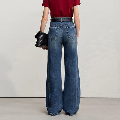 Women's Jeans 2026 Spring New Casual Cotton Denim Flared Long Pants Retro Loose Commuter Versatile Woman Trousers 12651025