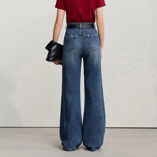 Women's Jeans 2026 Spring New Casual Cotton Denim Flared Long Pants Retro Loose Commuter Versatile Woman Trousers 12651025