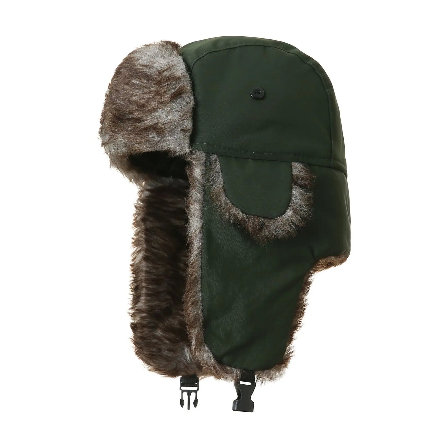Men's Warm Soldier Hat Winter Pilot Patrolman Earmuffs Polyester Fiber Warm Russian Ski Hat Windproof Cold Pilot Hats
