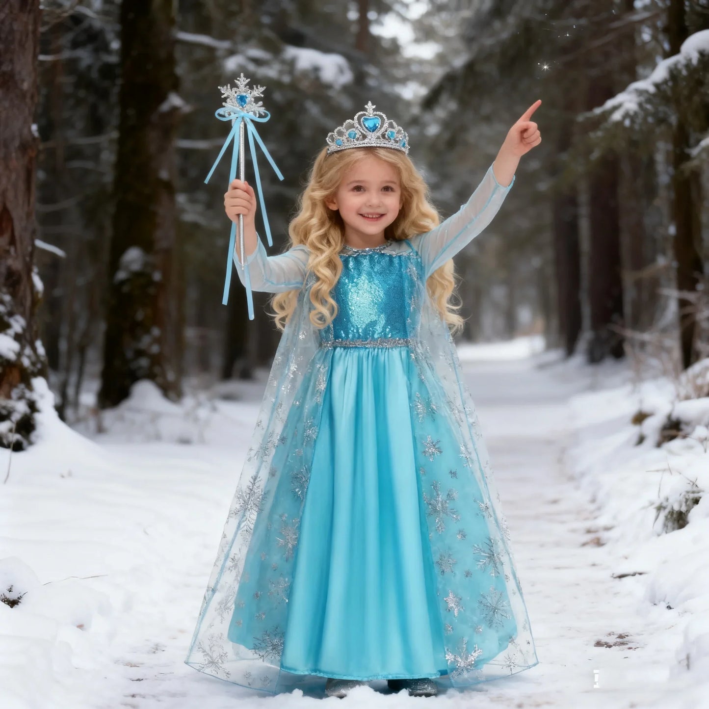 Girls Cosplay Snow Queen Elsa Snowflake Cape Costumes Kids Carnival Party Prom Gown Children Clothes Elsa Princess Dresses