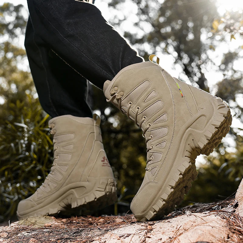 Summer Fashion Men Boots Outdoor Leather Boots Breathable Combat Boots Plus Size 46 Desert Boots Walk Shoes Autumn