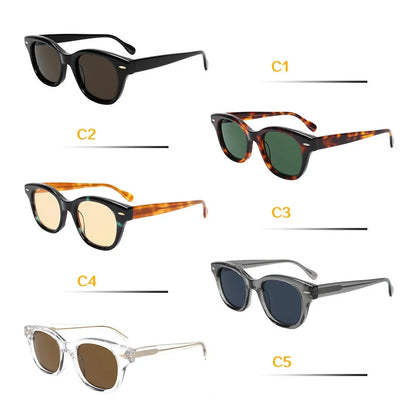 Transparent Grey Acetate Sunglasses Vintage Rivet UV400 Non Polarized Lens High Quality Unisex Sun Glasses