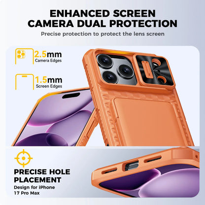 For iPhone 17 Pro Max Case,Wallet - Full Body Protective with Card Holder (4 Cards) Camera Cover & Kickstand-Orange