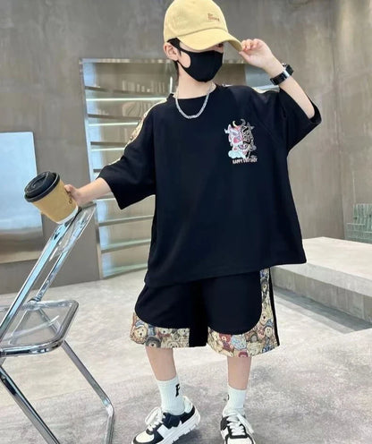 Plus Size Children's Clothing Boys From 4 T-shirts 7 12 Years Baby Summer Clothes Kids Boy Suit 2025 Top Outdoor Korean T-shirt