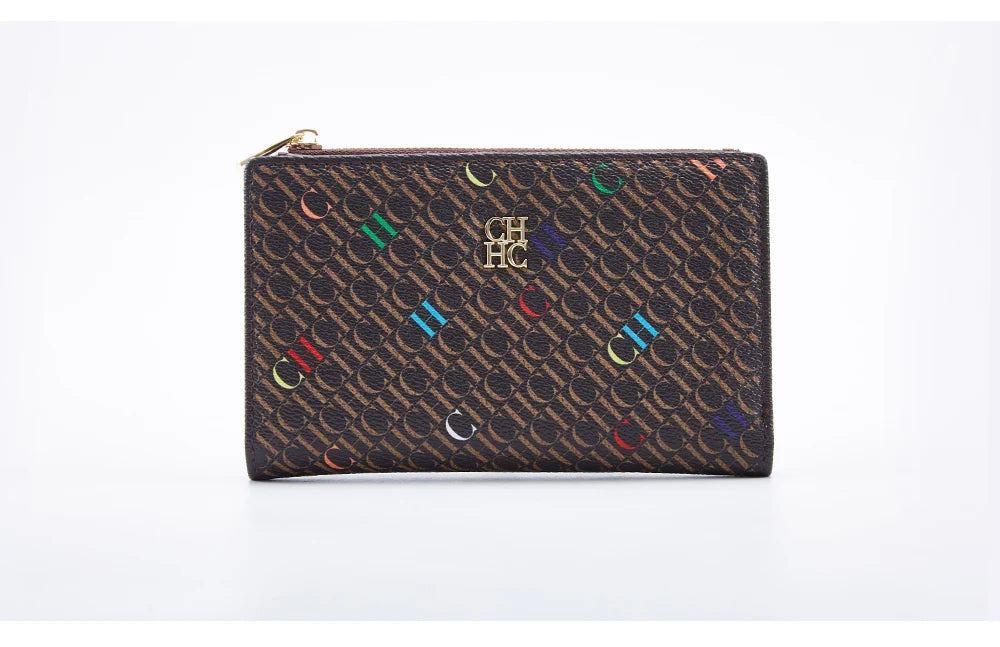 Women's Wallet CHCH Fashion Letter Cartoon Pattern Classic Retro Long Storage Wallet PVC Material Bag