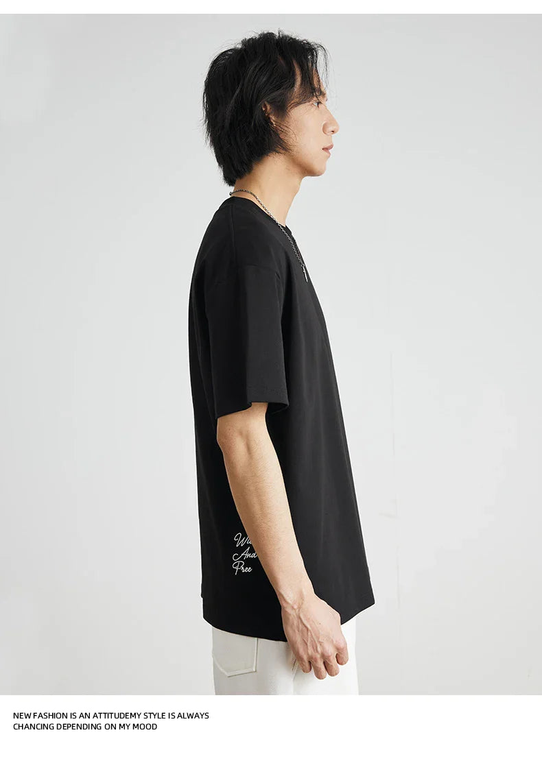 Men's American Retro Short-sleeved T-shirt Men's 2026 Summer New Loose Half-sleeved Embroidered Round Neck Bottoming Shirt