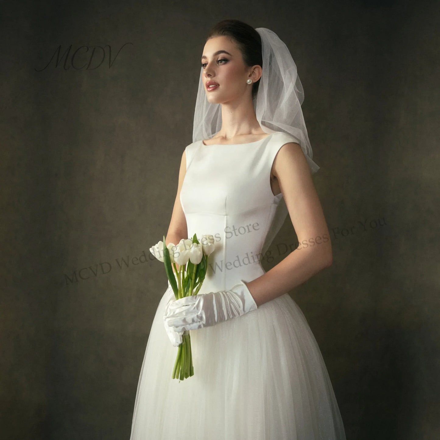 Elegant Satin Wedding Dresses 2026 Scoop Neck Cap Sleeve Bridal Midi Dress A-Line Lace Up casamento civil vestido Customized