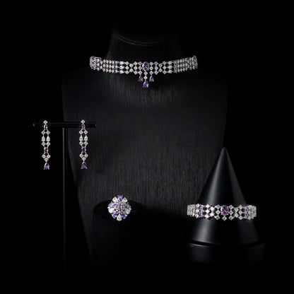 Choker Necklace Sets for Women Cubic Zirconia Bridal Jewellery Set Dubai Saudi Party Engagement Accessory