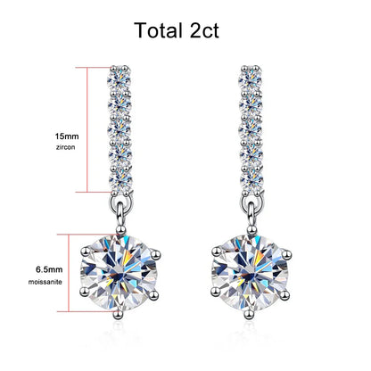 1ct D Color Moissanite Earrings for Women Sparkling Diamond Fine Jewelry with GRA 925 Sterling Sliver Plated 18k Earrin