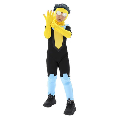 Anime Kids Invincible Costume Boys Omni-man Mark Grayson Cosplay Child Superhero Girls Atom Eve Pink Jumpsuit Halloween Costume