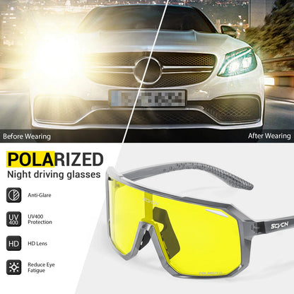 Yellow Polarized Sunglasses for Driving Night Vision Cycling Glasses Fashion MTB Mountain Bike Men Women Casual Glasses