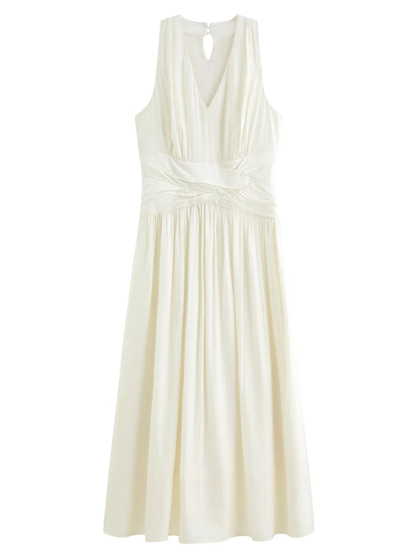 Vacation French Style Halterneck V-neck Waist Sleeveless Dress for Women 2026 Summer New Twist Mid-length Elegant Ins