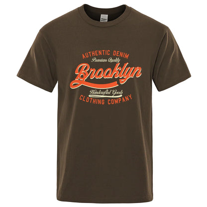 Letter, Brooklyn, New York City, Usa T Shirt Men Fashion O-Neck Tshirts Summer Cotton Tops Fashion Loose Street Hip Hop T-Shirts