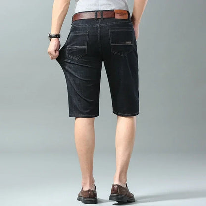 New Summer Men's Denim Shorts Fashion Light Color Casual Loose Multi-pocket Straight Five-minute Pants Elastic Knee Shorts