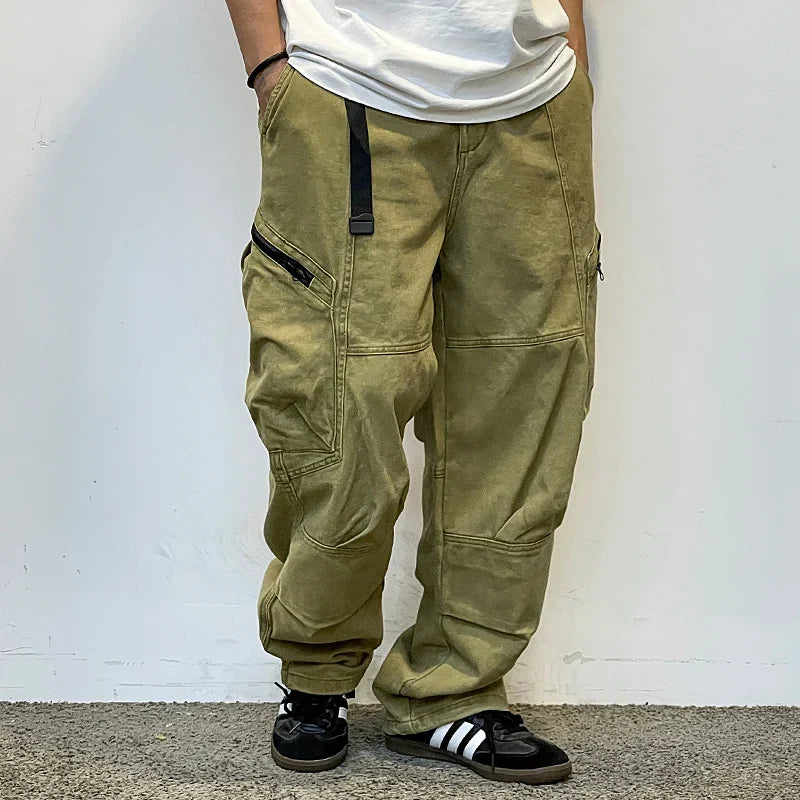American Streetwear Army Green Cargo Pants For Men High Quality Hip Hop Skateboard Baggy Pants Korean Fashion Trousers Male
