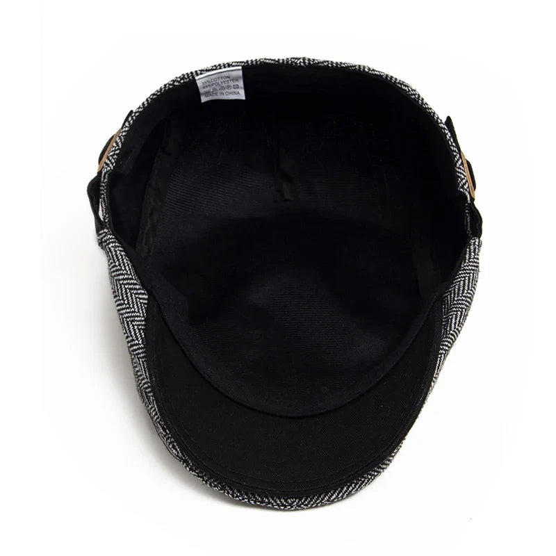 New Herringbone Vintage Beret Men Autumn Winter Casual Flat Visor Hat Berets Retro Fashion Newsboy Cap Men's Adjustable