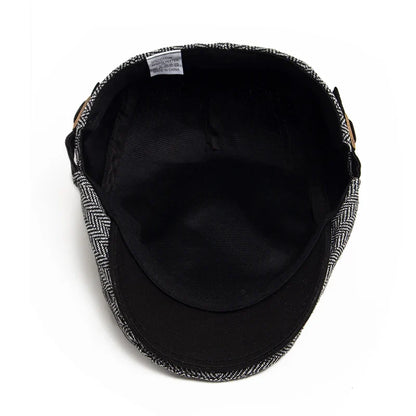 New Herringbone Vintage Beret Men Autumn Winter Casual Flat Visor Hat Berets Retro Fashion Newsboy Cap Men's Adjustable